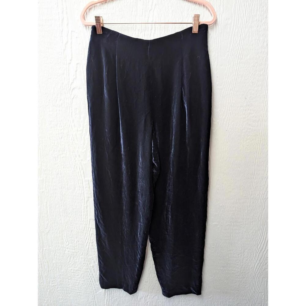 Dana Buchman Silk Velvet Navy Blue High Rise Pants Quiet Luxury Size 12 Petite